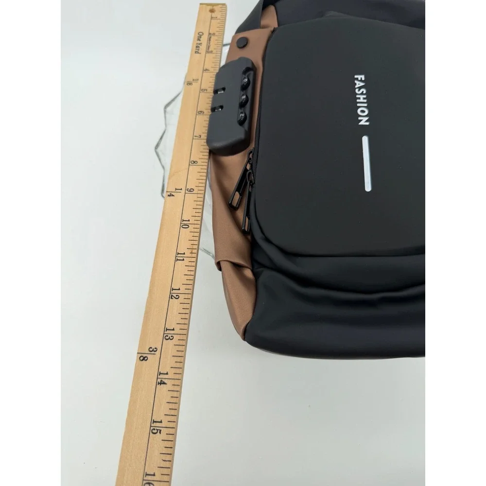 Fashion Anti Theft Sling Bag Black Brown Combination Lock USB Port Crossbody